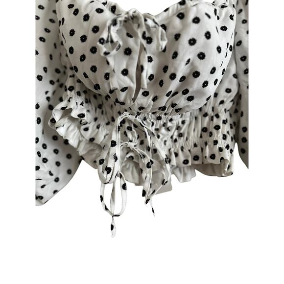 MINKPINK Tidal Top‎ NWT – Puff Sleeve Crop Polka Dot- Medium - Picture 6 of 9